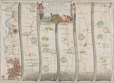 Lot 474 - Ogilby (John). The Road from London to Lands End, set of four sheets [1676 or later]