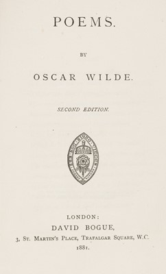 Lot 655 - Wilde (Oscar). Poems, 2nd edition, 1881