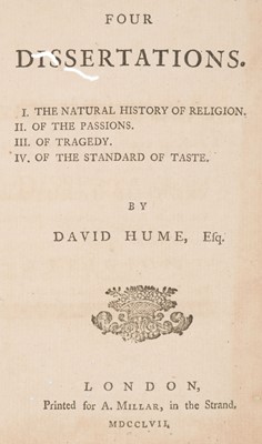 Lot 264 - Hume (David). Four Dissertations, London, 1757