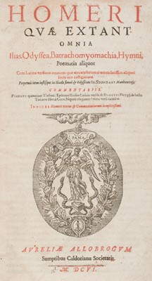 Lot 191 - Homer. Homeri quae extant omnia. Ilias, Odyssea, Batrachomymachia, Hymni…, Geneva, 1606