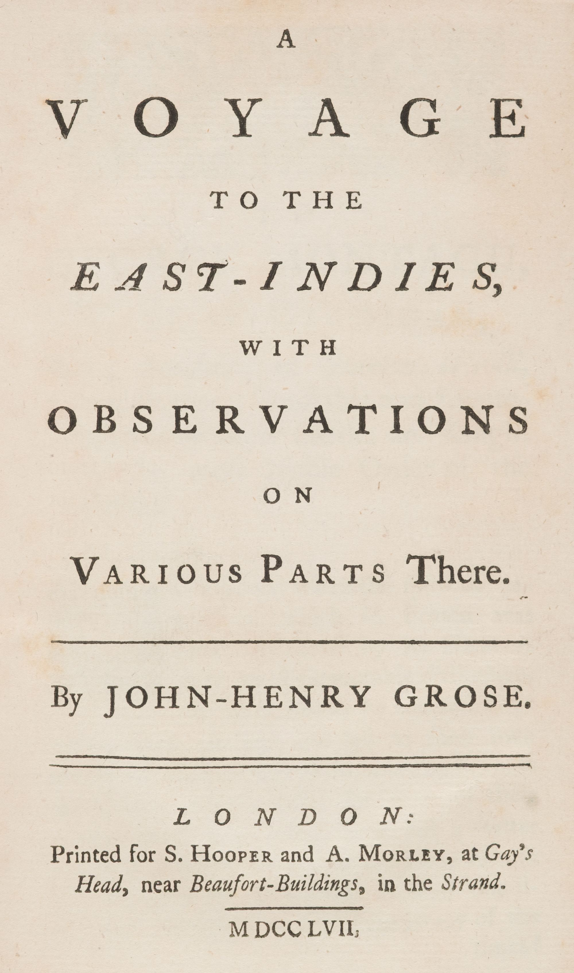 Dominic Henry Lot 42 - Grose (John-Henry). A Voyage to the
