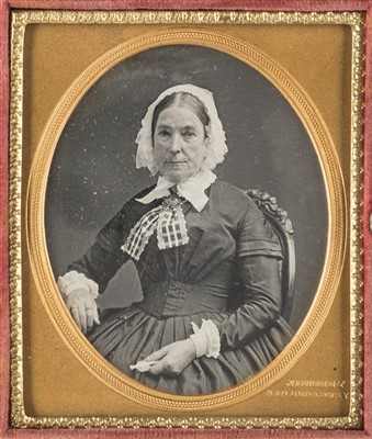 Lot 330 - Sixth-plate daguerreotype of a seated woman by Jeremiah Gurney, 349 Broadway, New York
