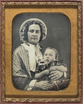 Lot 305 - Ninth-plate daguerreotype of a mother and child