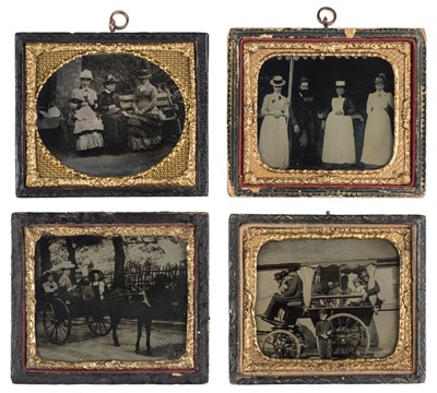 Lot 298 - Four sixth-plate outdoor ambrotypes
