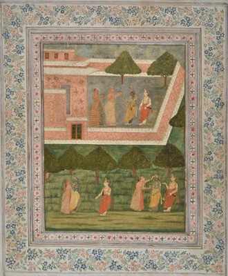 Lot 331 - Mughal School. Court scene with female annointing ceremonies, 18th century